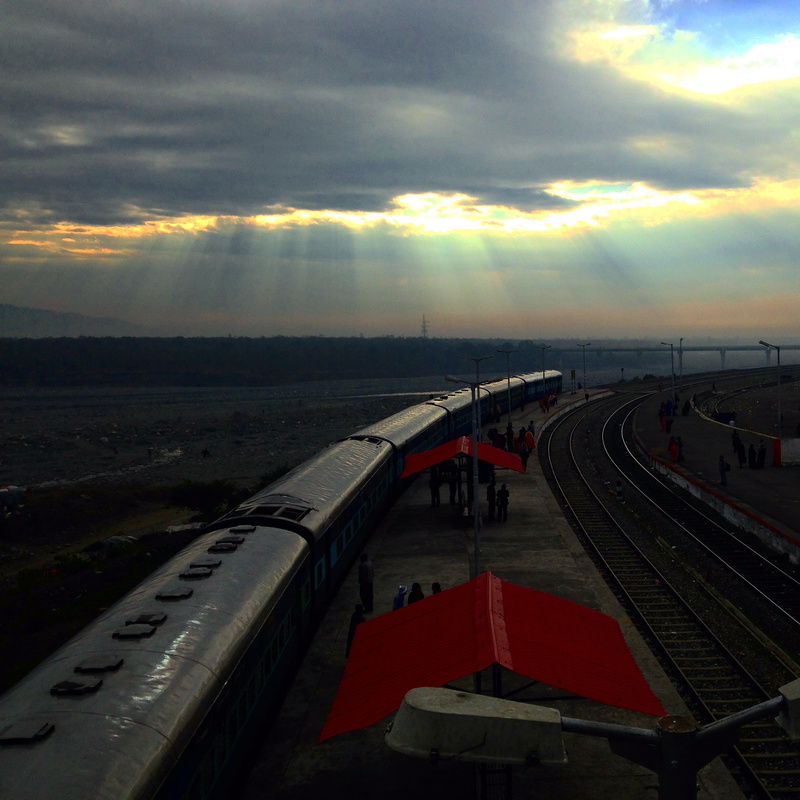 1080P, sign, high angle view, India, travel, sky, cloud - sky, mode of transportation, train - vehicle, nature, dusk, rail transportation, sunset, railroad track