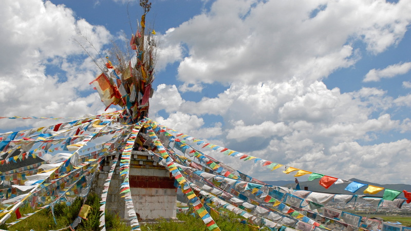 banners, flag, decoration, wind, celebration, no people, prayer flags, large group of objects, environment, nature, connected, tibetan, event, clouds, landscape