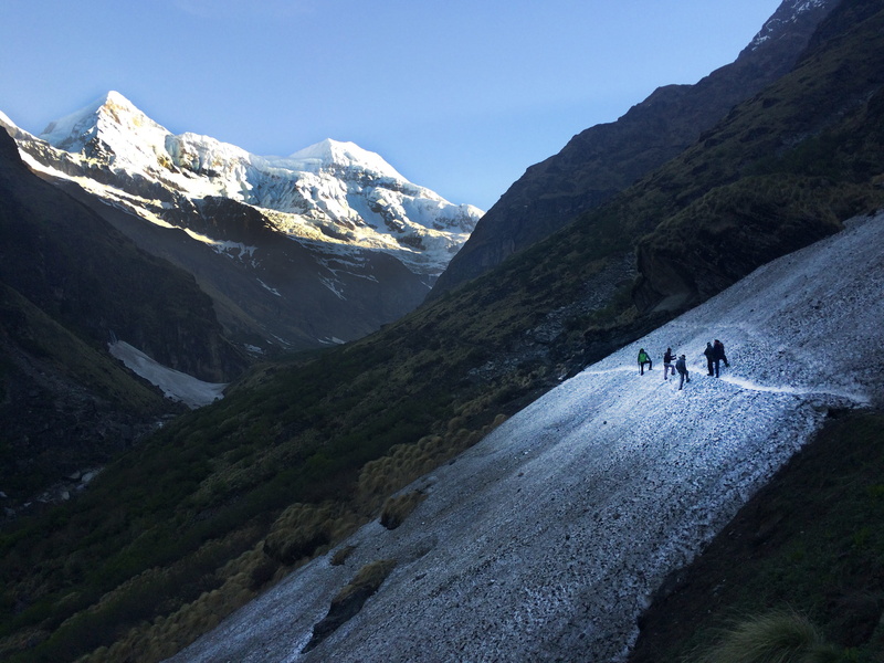 formation, snowcapped mountain, activity, mountain, non-urban scene, ice, nature, trekking, beauty in nature, people, snow, tranquility, sky, winter, mountain range