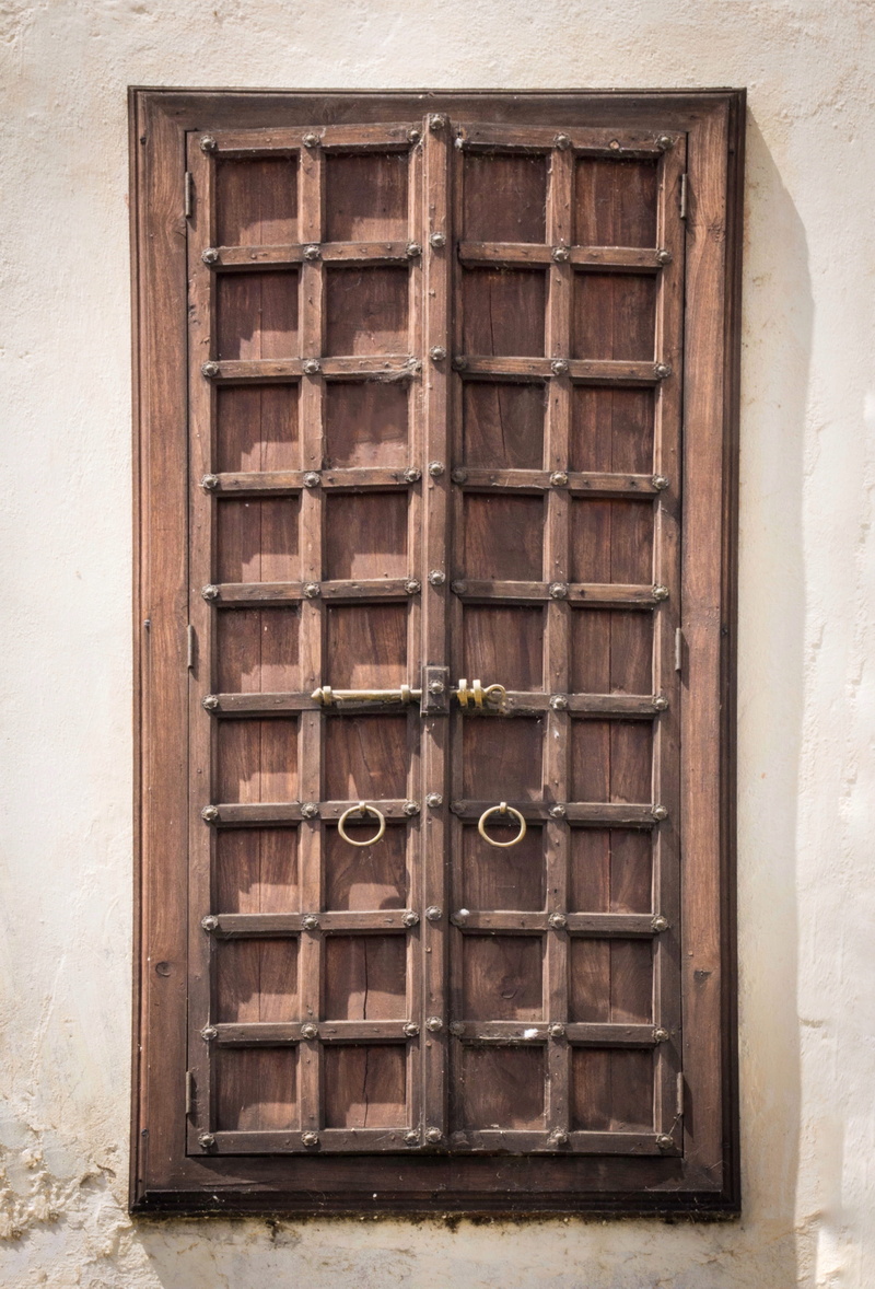 wood, wall - building feature, day, pottery, window frame, brick, home decor, no people, french door, window, flower, safety, closed, india, old, entrance