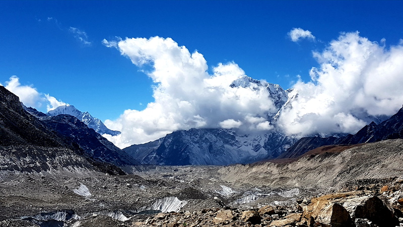 no people, formation, non-urban scene, base, everest, blue, mountain peak, camp, mountain ridge, environment, winter, snowcapped mountain, sky, tranquility