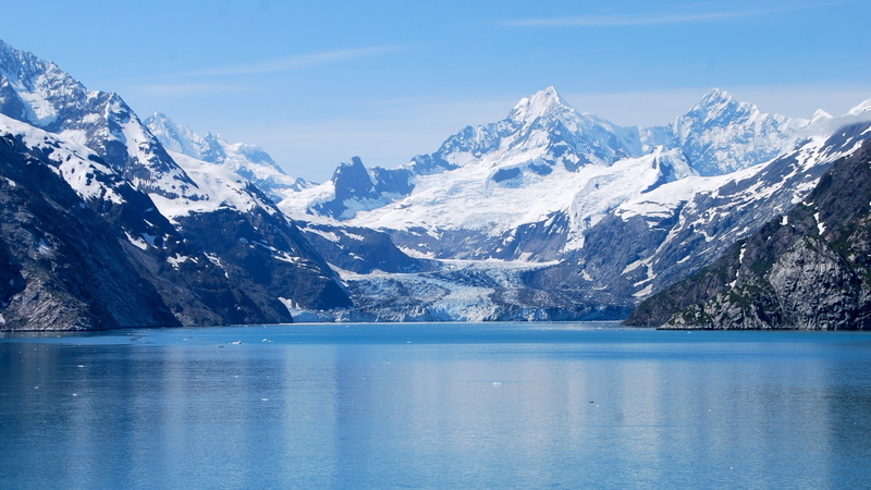 snow, glacier, mountains, 2K, lake, landscape