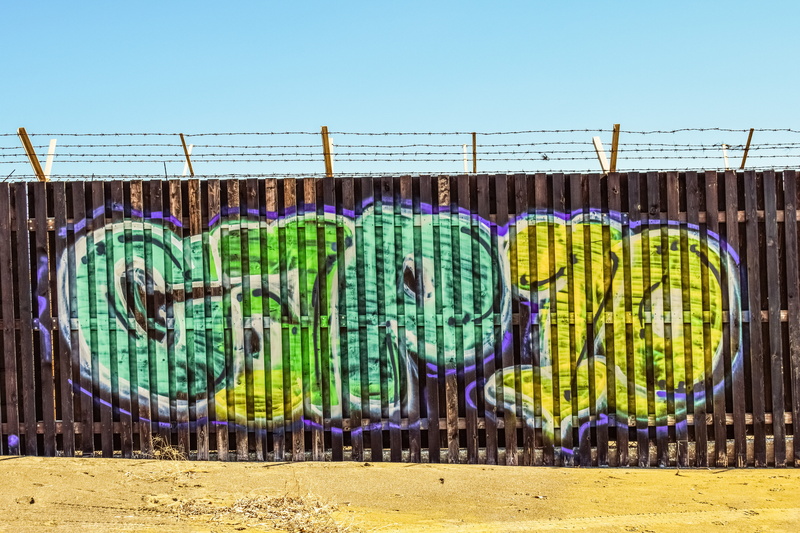text, built structure, security, building exterior, protection, day, blue, army camp, street art, fence, no people, sky, cyprus, creativity, art and craft
