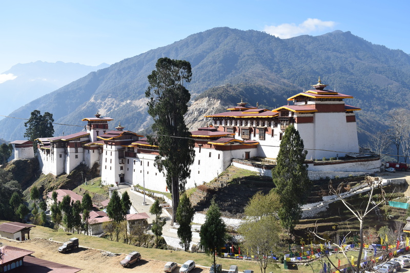 fortress, fort, building exterior, beauty in nature, 5K, tree, bhutan, day, trongsa, built structure, no people, architecture, plant, sky, religion, belief
