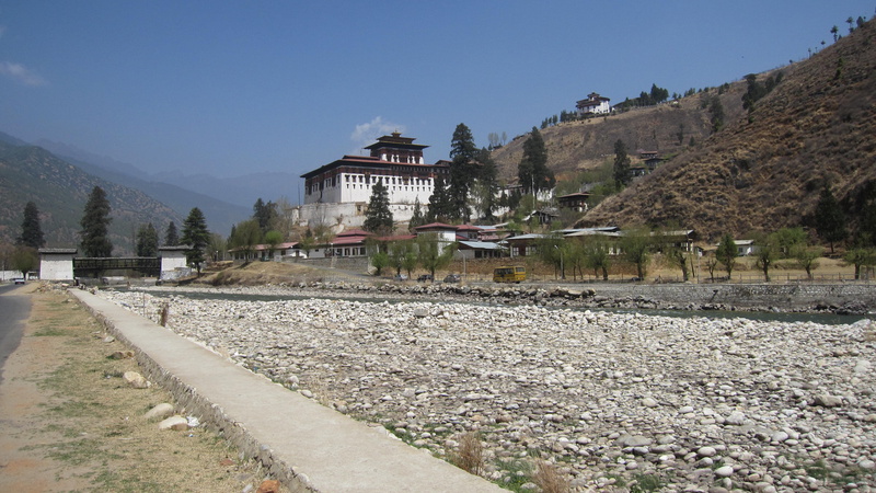 transportation, paro international airport, architecture, tree, road, direction, paro, sky, belief, 4K, mountain, plant, outdoors, nature, building, clear sky