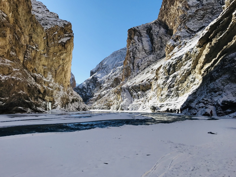 rocky, frozen, basin, day, banister, mountains, beauty in nature, zanskar valley rd, snowcapped mountain, fir, rock formation, rock, glacier, brown, water