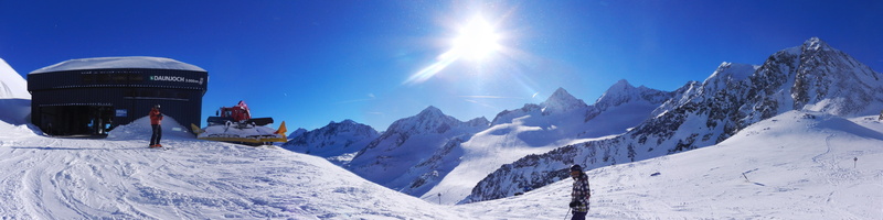 Skiing, trip, nature, panoramic, people, sport, covered, partly cloudy, ski holiday, back light, blue, Panorama, photography, cold temperature, sun, distant