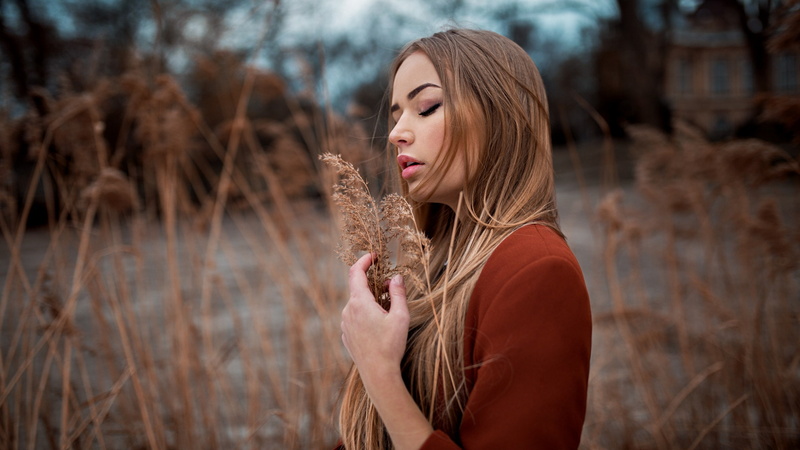 Maria Puchnina, closed eyes, 1080P, women, portrait, women outdoors, Peter Paszternak, depth of field