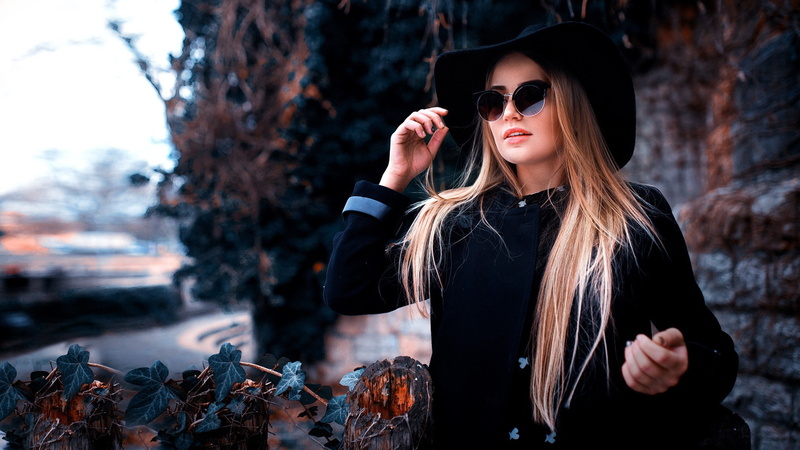 women, front view, nature, one person, beauty, fashion, women blonde women outdoors peter paszternak sunglasses hat portrait black clothing, young women