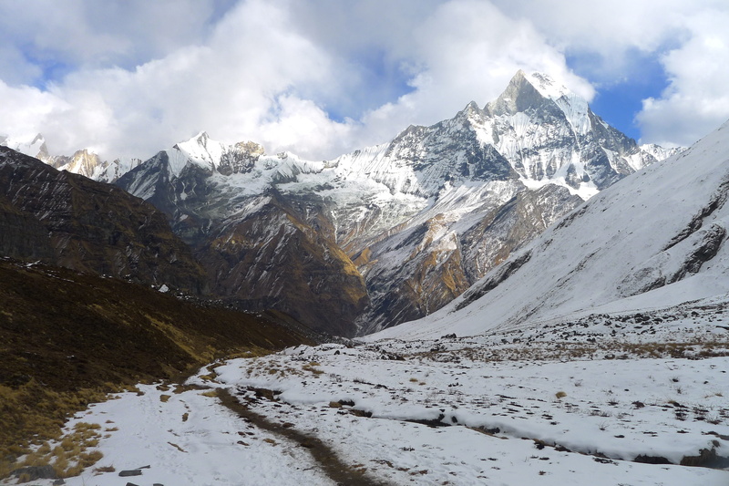 cold temperature, snowcapped mountain, nature, winter, non-urban scene, sky, snow, snow mountain, rock, tracking, tranquility, outdoors, mountain, annapurna