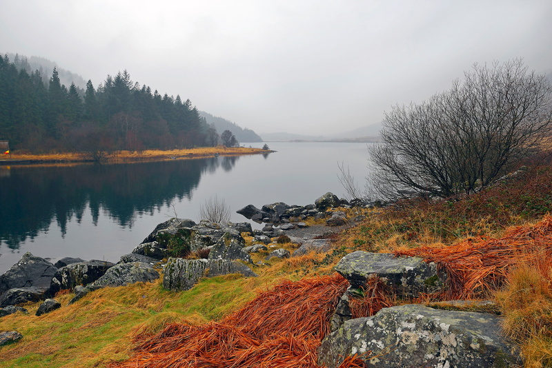 4K, Wales, grass, mountains, Autumn, rocks, Lake, landscape, sky, mist, Snowdonia