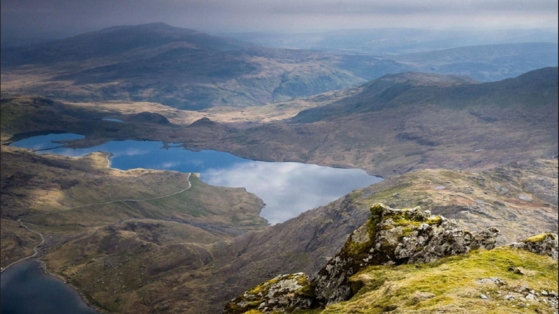 landscape, snowdon, land, formation, high angle view, no people, mountain range, physical geography, day, 1080P, scenics - nature, idyllic, non-urban scene