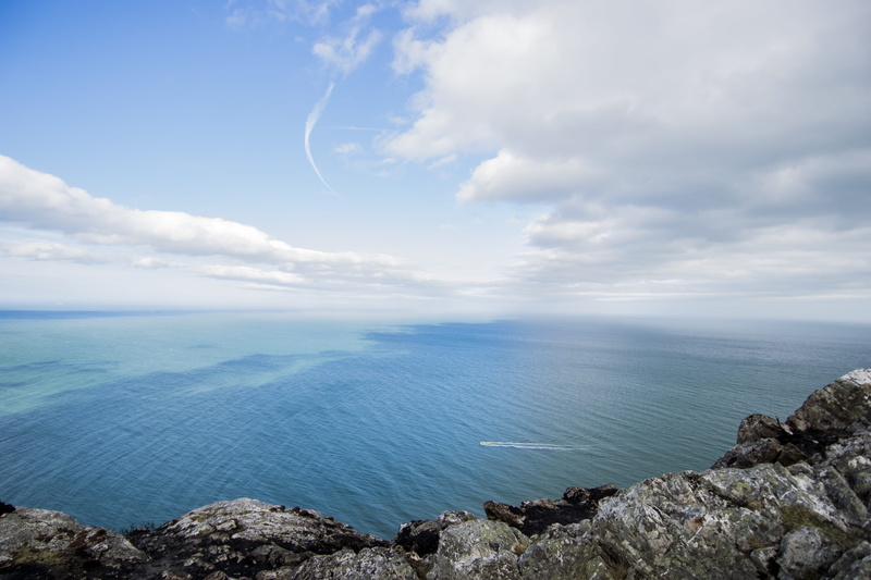 body, rocky coastline, cloud - sky, horizon over water, nature, tranquil scene, coast, mountain, 5K, water, day, solid, coastline, horizon, calm, ocean