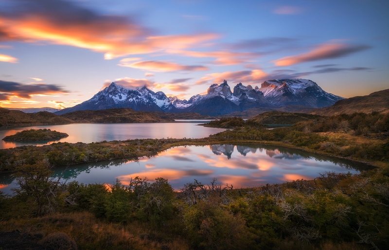 lake, snow, water, reflection, outdoors, sky, cold temperature, Chile, tranquil scene, South America, beauty in nature, non-urban scene, the Andes mountains