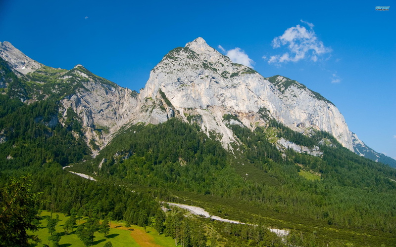 moutains, mountains, trees, karwendel, nature and landscapes, 2K