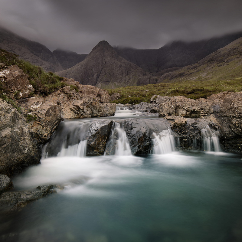 waterfalls, water, lake, scotland, river, landscape, moutains, fog, long exposure, waterfall, surrounded, autumn, nature, outdoors, isle of skye, flowing Water