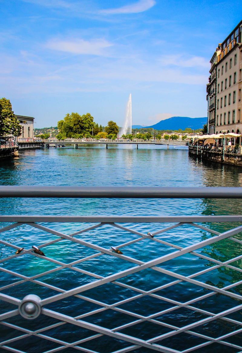 water, building exterior, built structure, travel, outdoors, lakegeneva, panorama, blue, bridges, suisse, architecture, reflection, switzerland, moutains