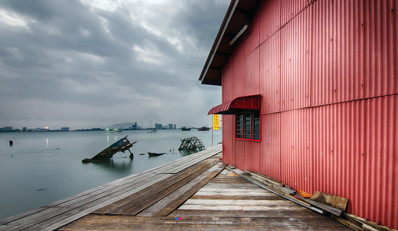 wood - Material, sea, 海岸, painted, iron, nature, building, Malaysia, nautical Vessel, lung, blue, 日出, wei, body of water, Temple, pier, body, 風景, Jetty