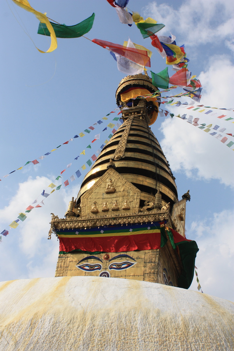 outdoors, place of worship, stupa, religion, day, building exterior, cloud - sky, nepal, 4K, architecture, building, belief, hinduism, monkey temple, low angle view