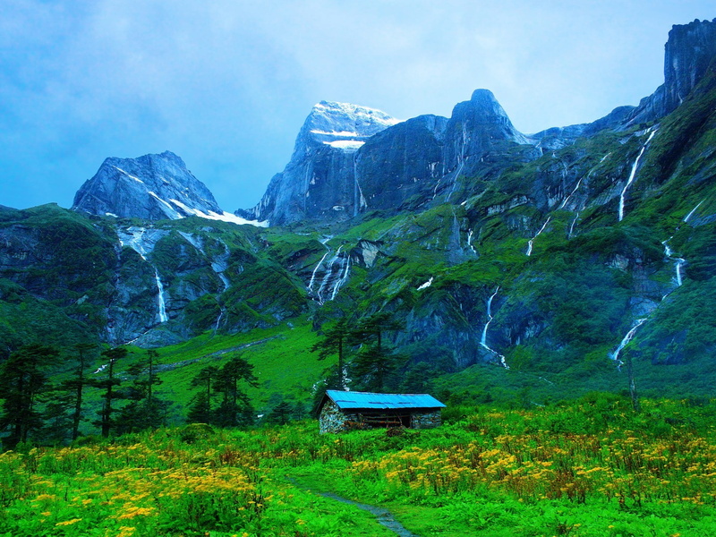 grass, mountain peak, 1080P, nature, plant, mountains, non-urban scene, growth, environment, outdoors, scenics - nature, tranquil scene, sky, brown, Nepal