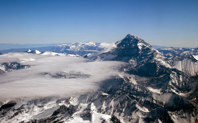 nature, beauty in nature, tranquility, snowcapped mountain, clear sky, mountain, winter, mountain peak, Aconcagua Mountain, landscape, non-urban scene