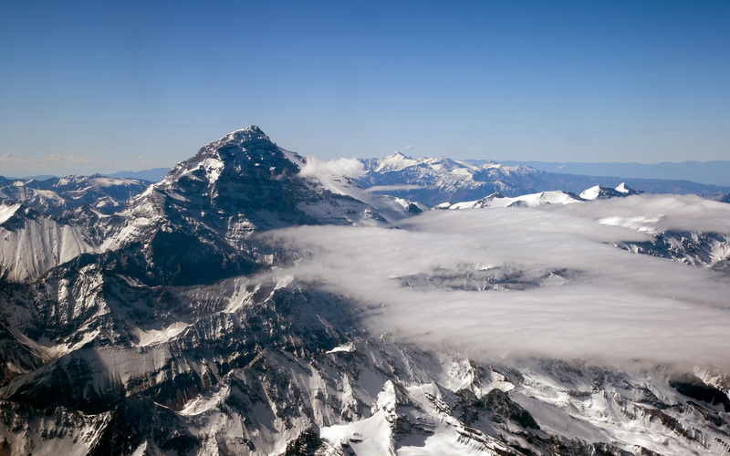 clouds, cold temperature, tranquil scene, Aconcagua Mountain, no people, winter, snow, scenics - nature, beauty in nature, tranquility, snowcapped mountain