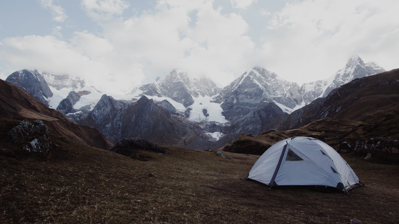 laguna carhuacocha, beauty in nature, nature, tent, no people, mountain range, snow, cloud - sky, hiking, winter, camping, tranquility, adventure, scenics - nature
