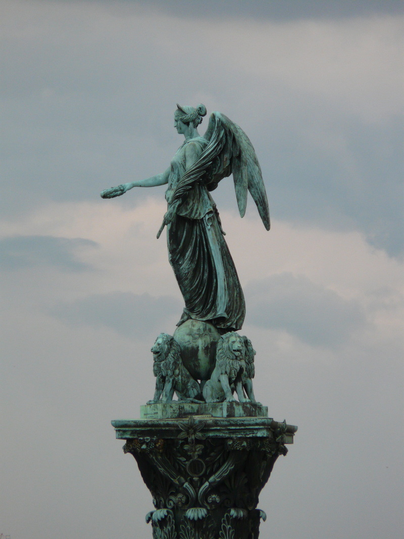day, bronze statue, schlossplatzfest, lions, travel, low angle view, architecture, tourism, cloud - sky, no people, figure, woman, goddess, goddess concordia