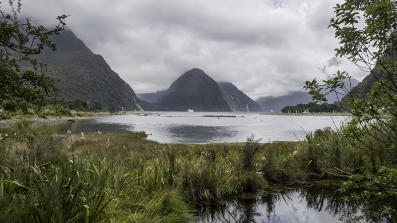 cloud, south island, reflection, day, scenic, no people, mountain, landscape, outdoors, tranquility, sky, fiord, 5K, land, scenics - nature, sound, tranquil scene