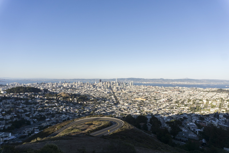 nature, road, built structure, high angle view, clear sky, bay, day, san francisco, cityscape, scenics - nature, architecture, transportation, street, mountain