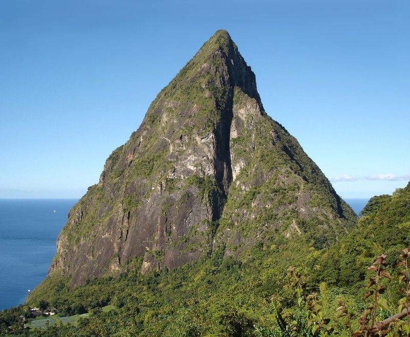 caribbean island, 1080P, large, mountain, land, petit piton, body, daytime, water, sea, no people, hill, beauty in nature, outdoors, st lucia, idyllic