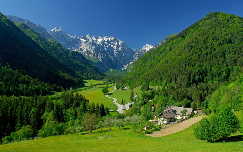 mountains, fields, 2K, alpine, valley, spring, landscape