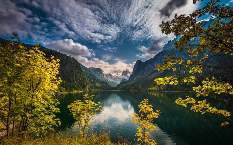 Gregor Thelen, 1080P, mountains, Austria, lake, lake Gosau, forest