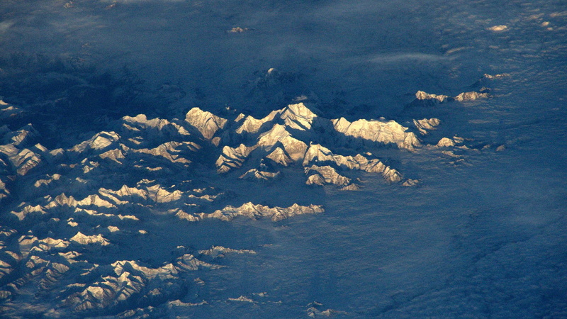 Terraces, Mount Everest, snow, 1080P, mountains, Earth, Aerial View, nature, clouds
