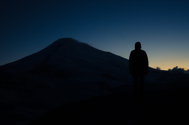 night time, climbing, idyllic, sunset, men, sky, land, photo, outdoors, russia, real people, mountain peak, dark blue sky, 4K, beauty in nature, mountain