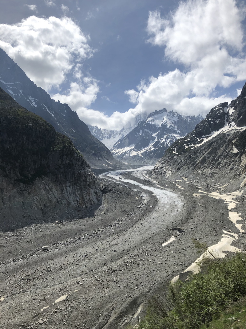 4K, scenics - nature, mountain, chamonix, transportation, beauty in nature, day, alps, mer de glace, cloud - sky, tranquil scene, winding road, direction