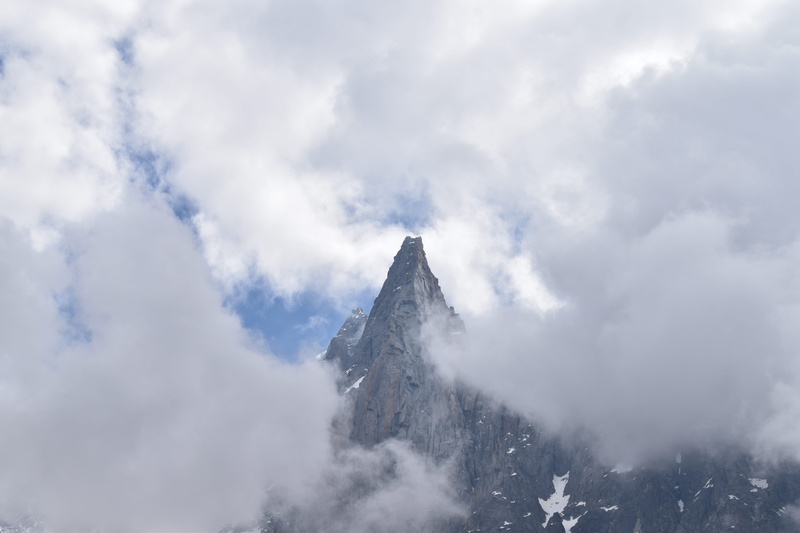 snowcapped mountain, climbing, mountain peak, landscape, environment, fog, coniferous tree, beauty in nature, sky, alps, aiguille, snow, scenics - nature