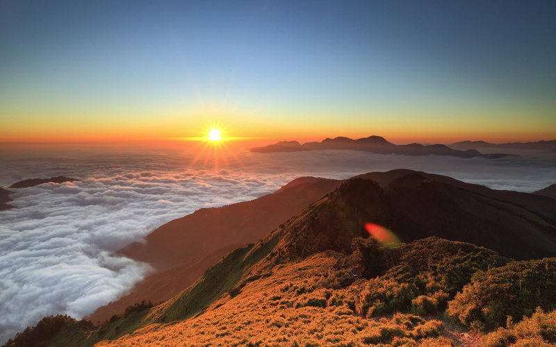 1080P, High, Altitude, Mountain, Sunrise, Sun, Clouds, Floating