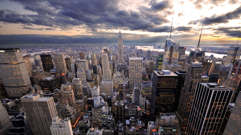 financial District, manhattan - New York City, urban Scene, sunset, travel Destinations, downtown District, 1080P, high Angle View, famous Place, uSA