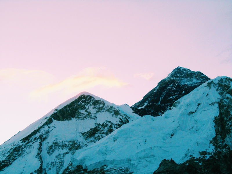 khumjung, beauty in nature, animal, pink, top, sky, mountain peak, no people, majestic, ridge, idyllic, water, nature, ice, sea, cloud - sky, scenics - nature