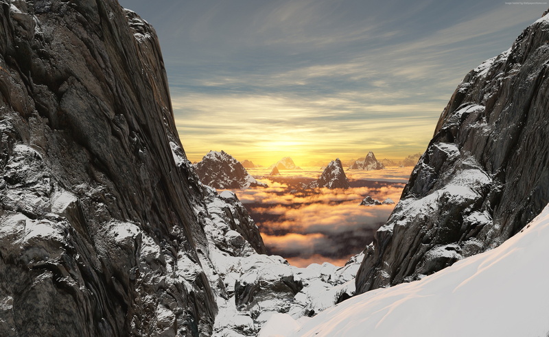 4K, High Altitude, Mountain, Snow Rock, 2K