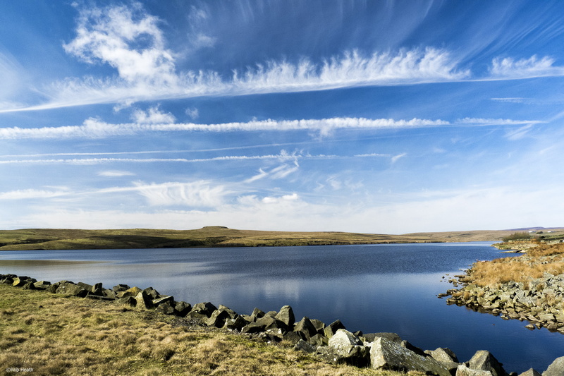 lake, scenics, selset, stratus clouds, landscape, reservoir, stratus, moorland, clouds, blue, beside, nature, Selset Reservoir, rock, North Pennines, calm
