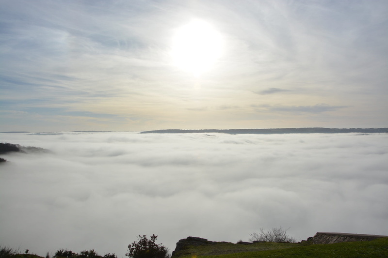 route suisse normande, mist, outdoors, low clouds, tranquility, non-urban scene, sunlight, scenics - nature, landscape, morning, cloudscape, beauty in nature