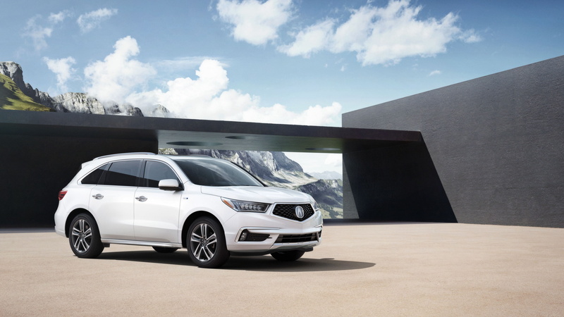 Acura MDX, crossover, white, clouds, suv, hybrid, NYIAS 2016, stratus, ground, 4K, parked