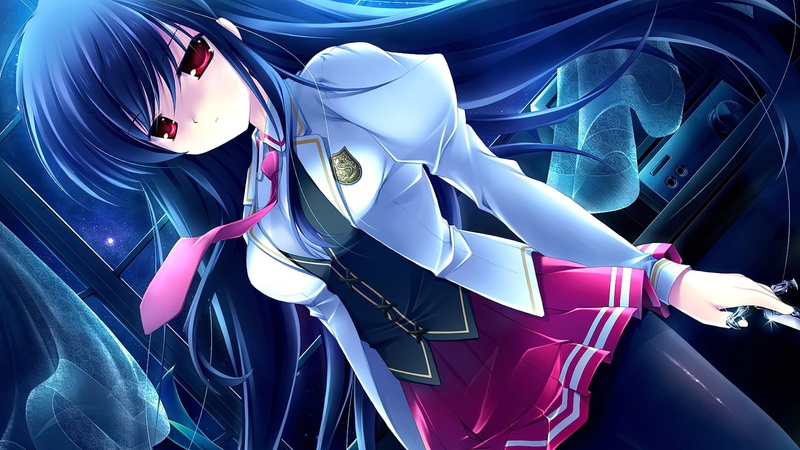 1080P, red eyes, Kuyou Sarasa, Kiss x Lord x Darjeeling, brunette, looking at viewer, long hair, anime girls, anime
