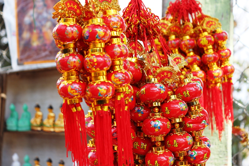 no people, decoration, market, close-up, art and craft, for sale, darjeeling, retail, red, focus on foreground, 2K, spirituality, belief, craft, chinese new year