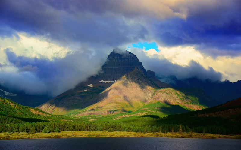 Clouds, Park, Rockies, Glacier, Mountain, National, 1080P, Lake, Montana, USA