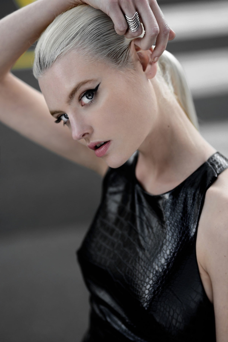 fashion, arms raised, close-up, hairstyle, hair, blond hair, blonde, human hair, ponytail, one person, young women, contemplation, headshot, human body part