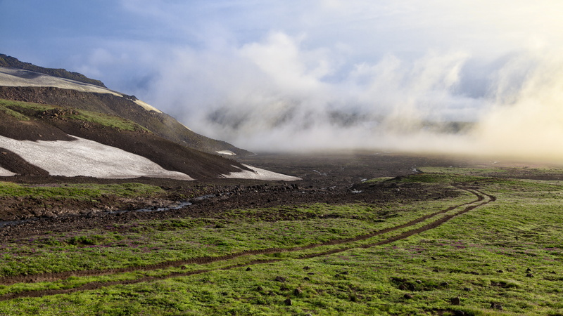 volcanic crater, scenics - nature, outdoors, environment, mountain, 5K, land, beauty in nature, day, no people, plant, landscape, green color, sky, kamchatka volcano 5k