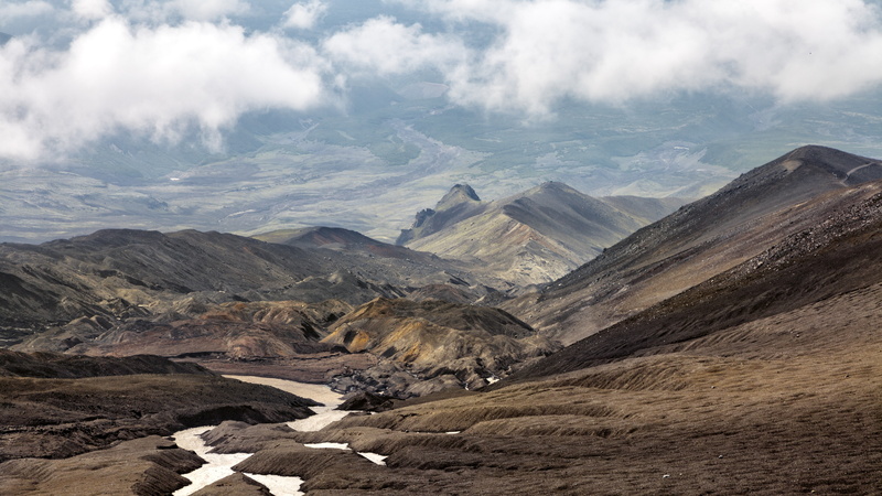 kamchatka foggy mountains, arid climate, rock, tranquil scene, formation, outdoors, no people, landscape, travel, land, mountain, rock - object, nature